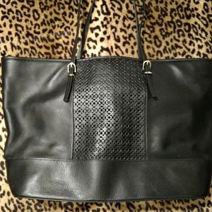 Talbot's black leather tote bag